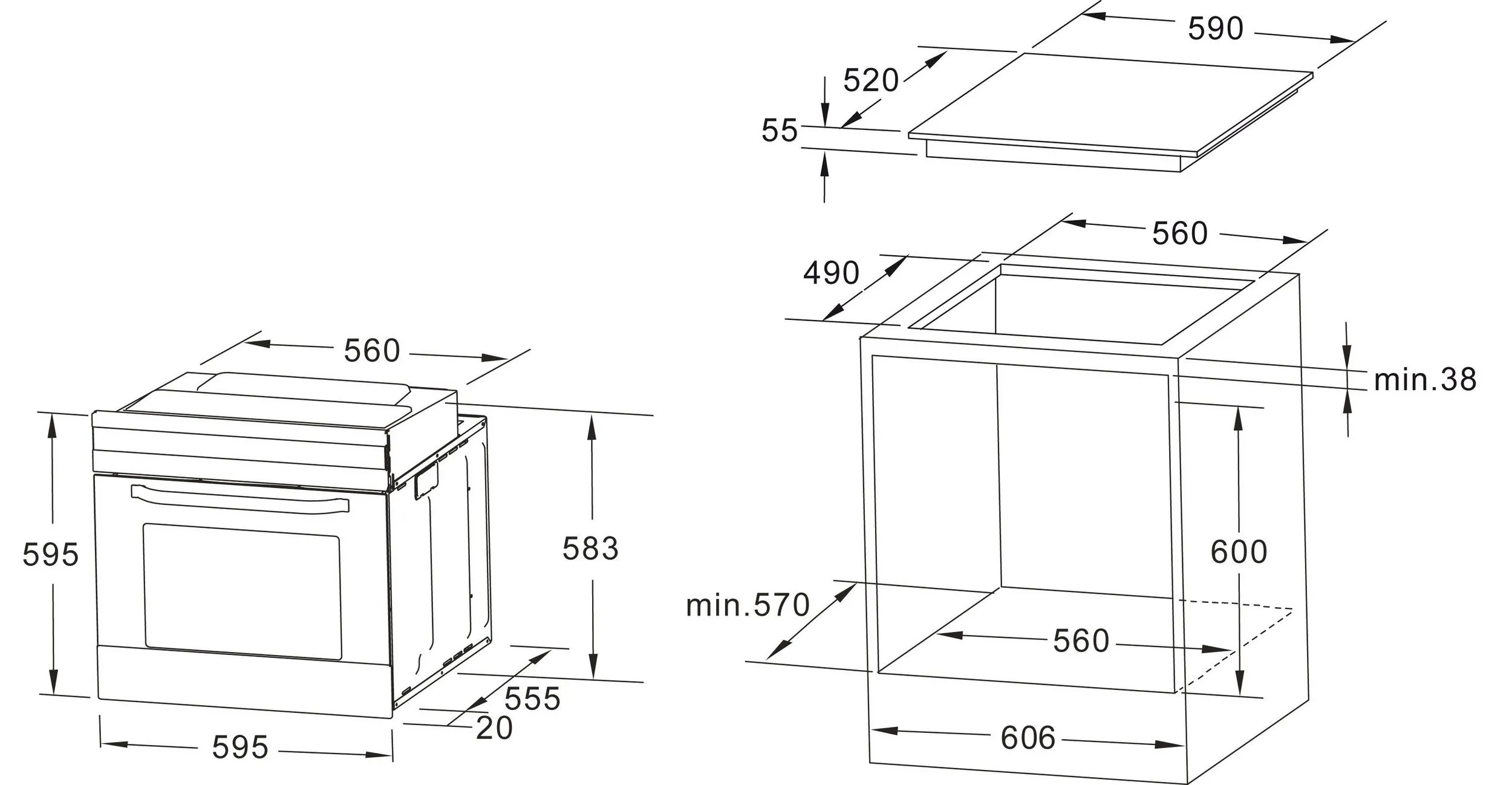 Küchenzeile Leer Breite 240 cm – Bild 3