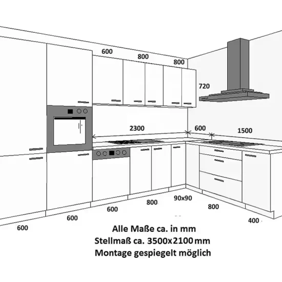 Eckküche STILO 350 x 210 cm – Moderner Landhausstil – Bild 2