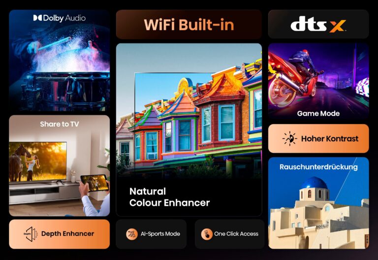 Fernseher Hisense 40E4QT – Full HD Smart TV mit VIDAA, DTS Virtual:X und AI Sports