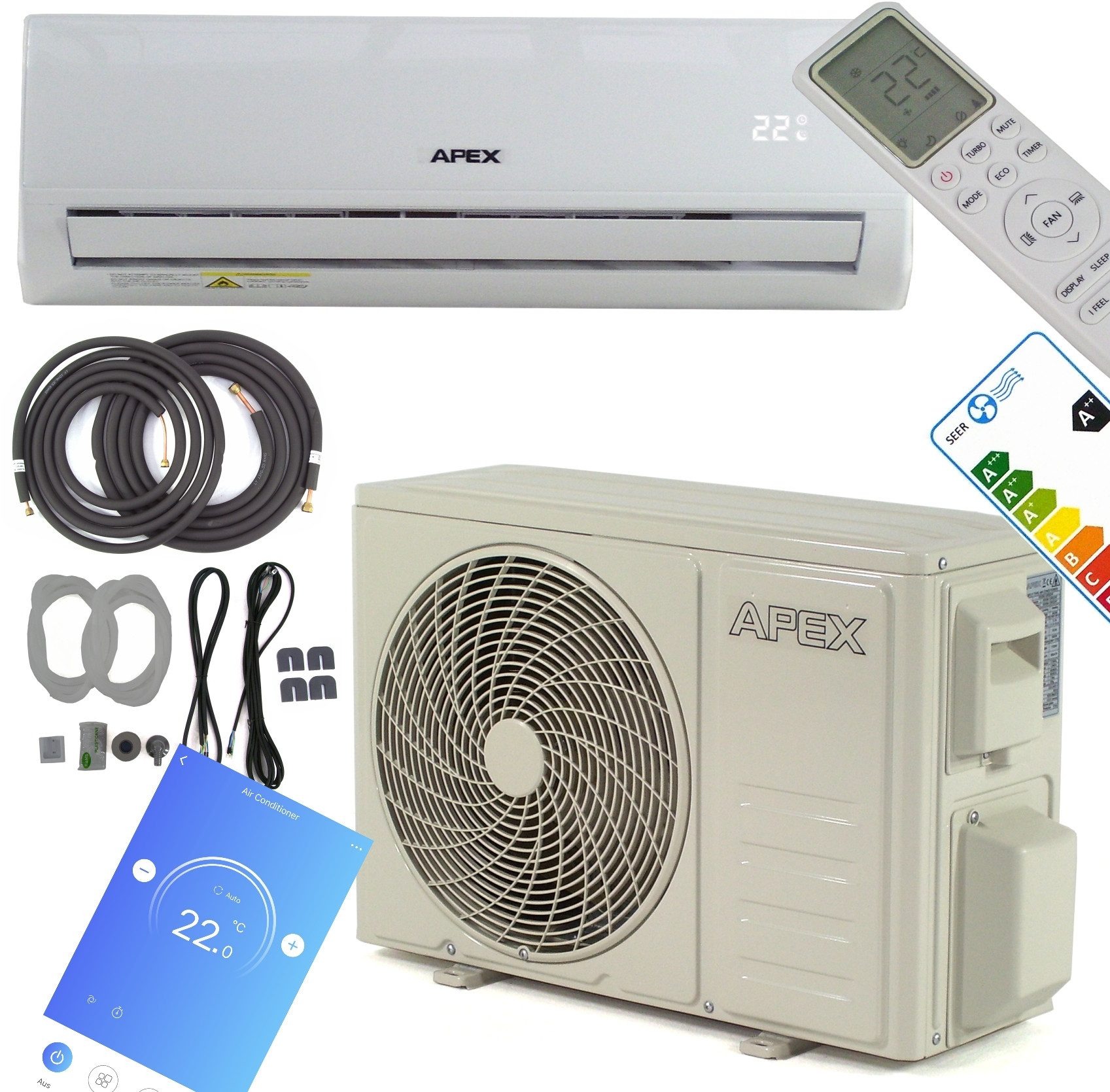 Split-Klimaanlage Apex 12IR 12000 BTU – Effiziente 4-in-1 Klimatisierung für höchsten Wohnkomfort – Bild 1