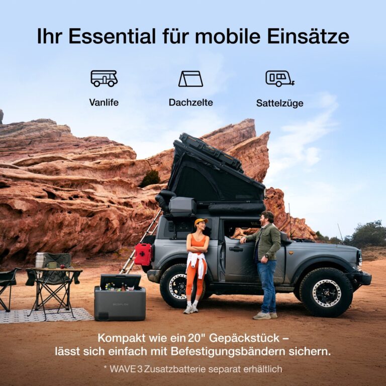 Mobile Klimaanlage EcoFlow WAVE 3 – Leistungsstarke Kühlung und Heizung für unterwegs