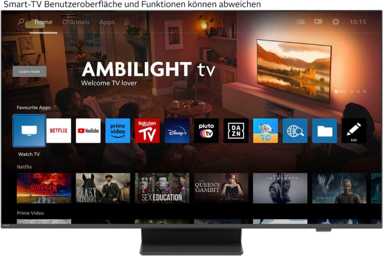 Philips PUS8600 – 3-seitiges Ambilight, QLED mit HDR10+, Dolby Atmos