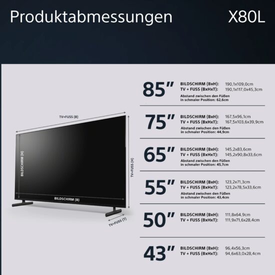Sony KD-X85L 85 Zoll 4K Ultra HD Smart Google TV – mit Triluminos Pro, X1-Prozessor – Bild 8