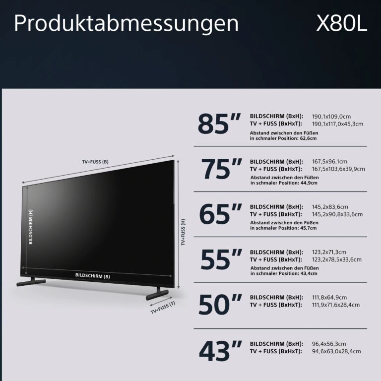 Sony KD-X85L 85 Zoll 4K Ultra HD Smart Google TV – mit Triluminos Pro, X1-Prozessor