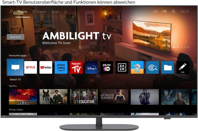 Philips PUS9000 4K QLED Ambilight Smart TV – mit 3-seitigem Ambilight, P5 Picture
