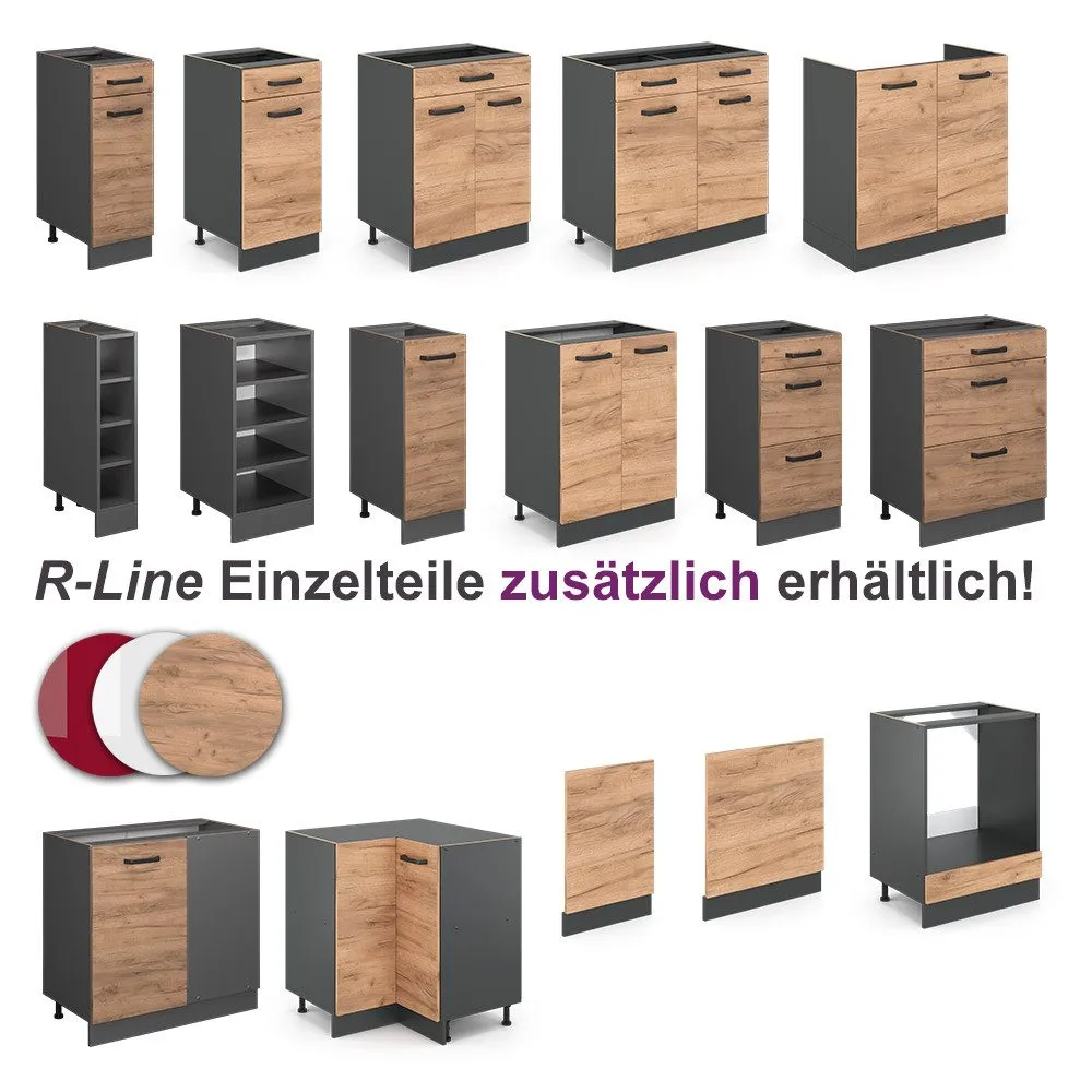 Winkelküche Rick, Anthrazit/Goldkraft Eiche, 267 x 167 cm, AP Schwarz – Bild 5
