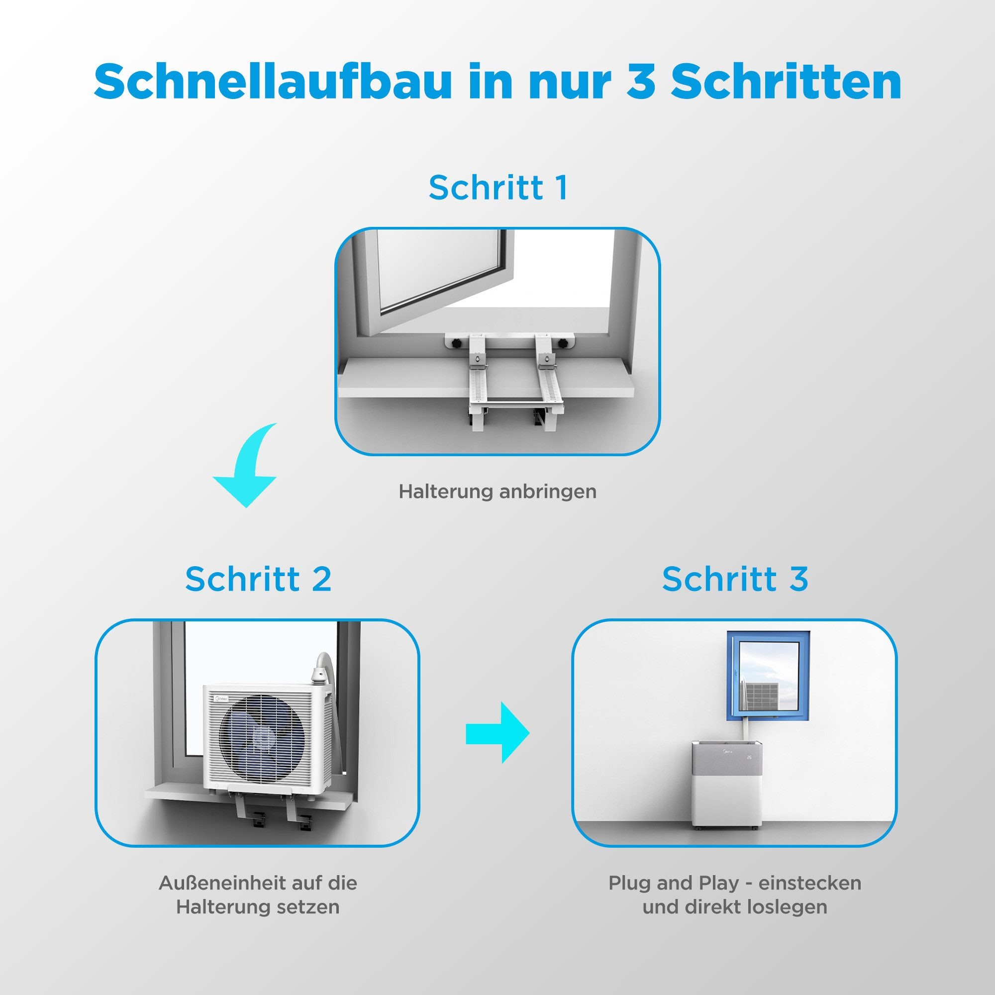 Split-Klimaanlage Midea PortaSplit Cool 8000 BTU – Flexible Plug-and-Play Kühlung ohne Montage – Bild 6