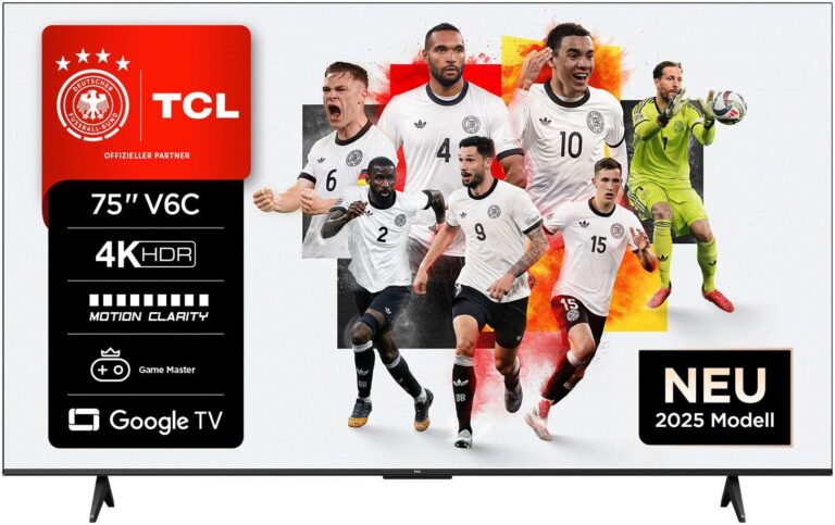 TCL 75V6CXB 75 Zoll – 4K Ultra HD Direct LED Smart Google TV mit HVA-Panel, HDR10