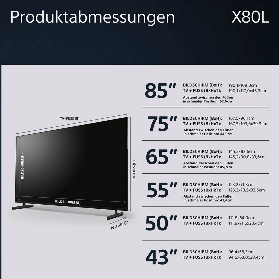 Sony KD-X85L 85 Zoll 4K Ultra HD Smart Google TV – mit Triluminos Pro, X1-Prozessor – Bild 2