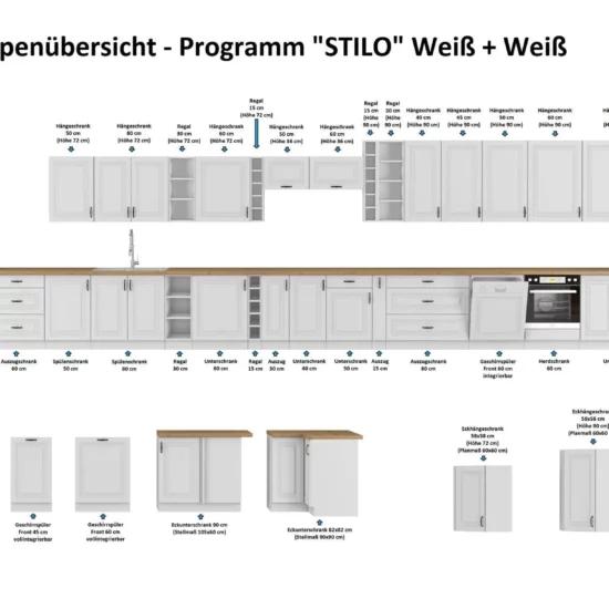 Küchenzeile STILO White 250 cm – moderner Landhausstil – Bild 2