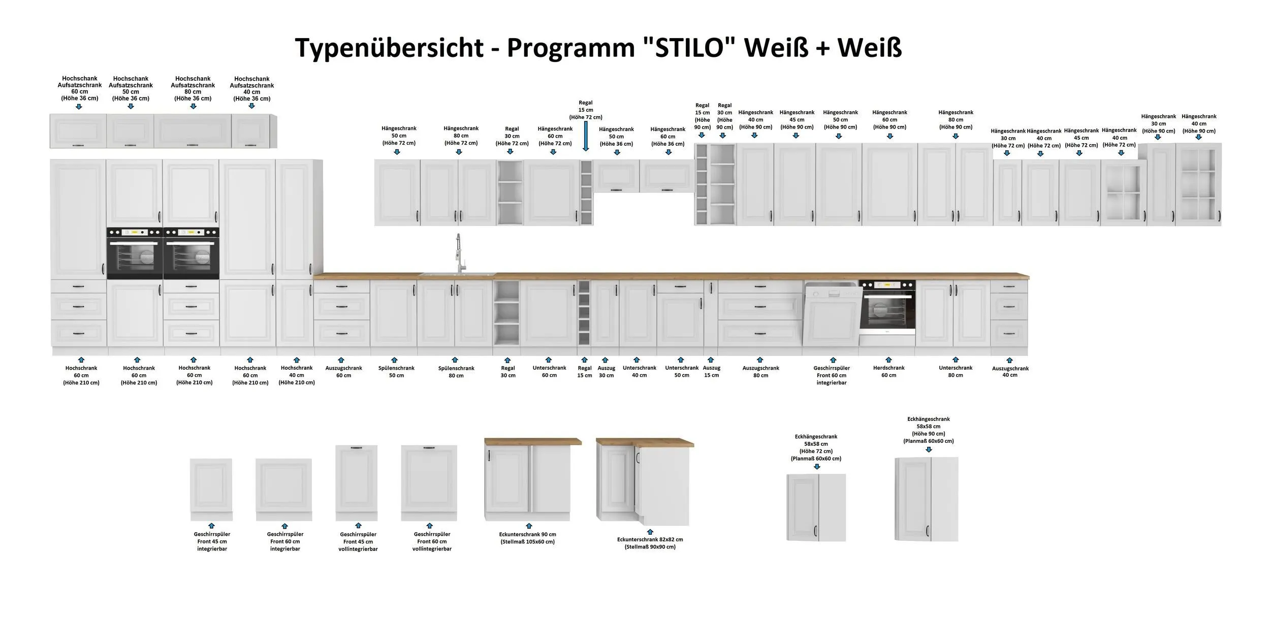 Küchenzeile STILO White 250 cm – moderner Landhausstil – Bild 2