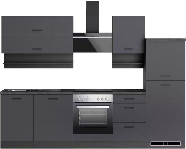 KOCHSTATION Küchenzeile KS-Frieda Breite 280 cm, wahlweise mit E-Geräten, mit 38mm starker Arbeitsplatte