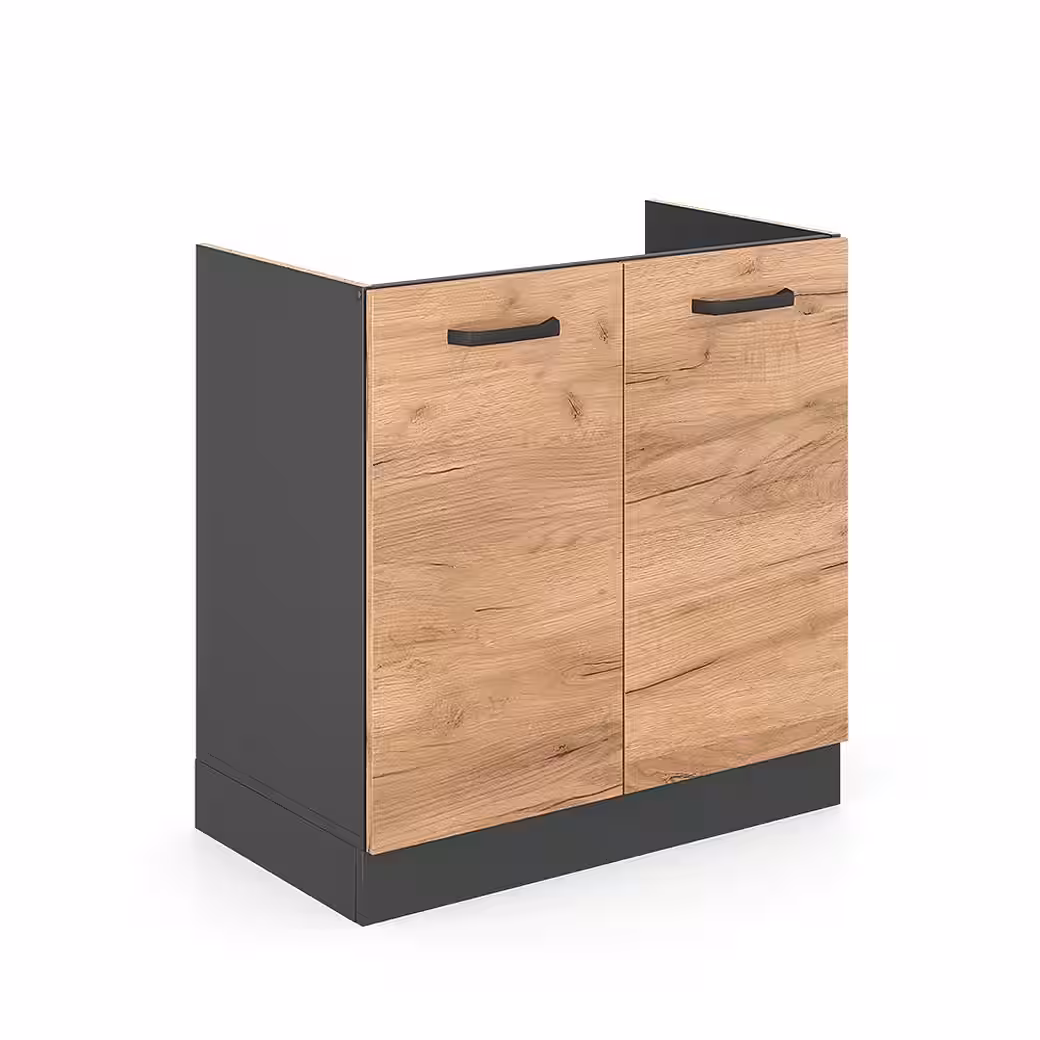 Vicco Unterschrank R-Line, Goldkraft Eiche/Anthrazit, 80 cm ohne Arbeitsplatte (1-St) – Bild 3