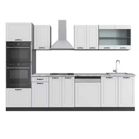 Vicco Küchenzeile R-Line, Weiß/Anthrazit, 300 cm mit Hochschrank, AP Marmor – Bild 2