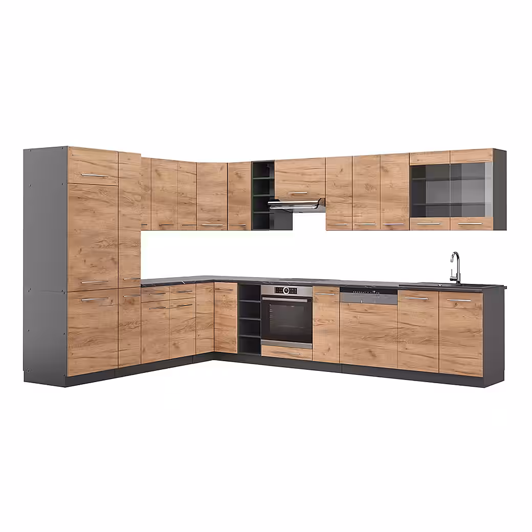 Vicco Winkelküche Fame-Line, Weiß Hochglanz/Anthrazit, 347 x 257 cm, AP Anthrazit – Bild 2