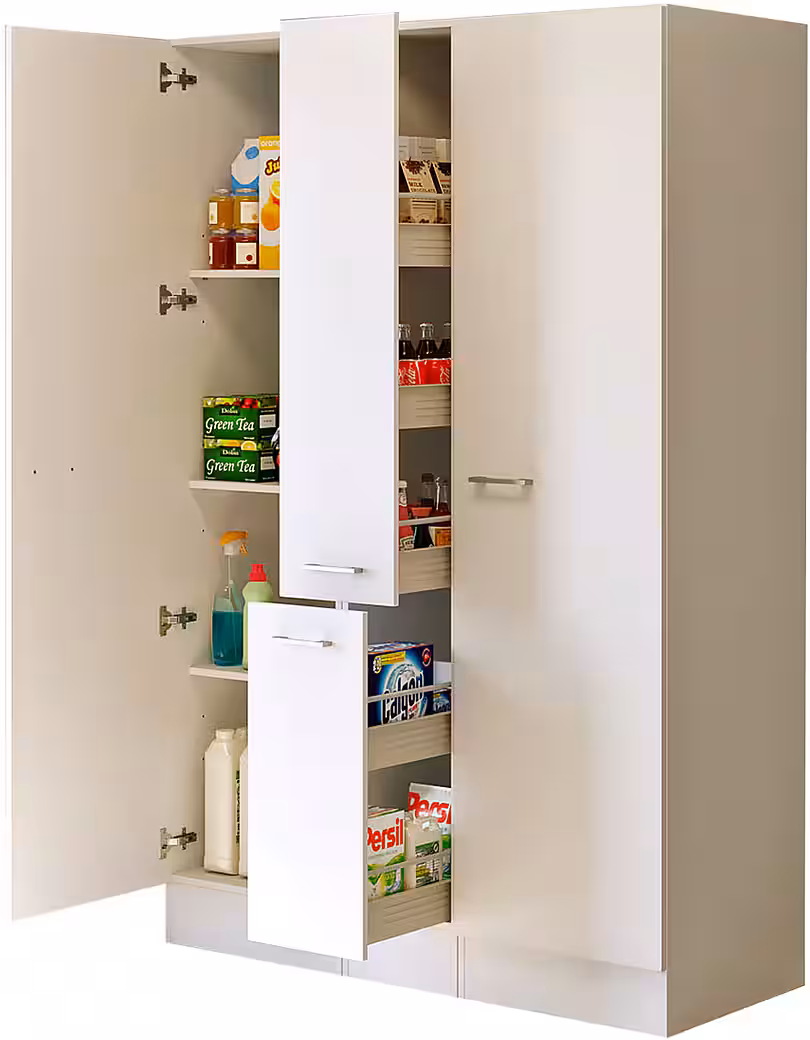 Flex-Well Mehrzweckschrank-Set LUCCA, 3-teilig, Hauswirtschaftsraum oder Küche..., Breite 130 cm, (Komplett-Set, 3-St., bestehend aus: 2 Vorratsschränken und 1 Auszugsschrank), Kombination aus 2 Vorratsschränken und 1 Auszugsschrank – Bild 2