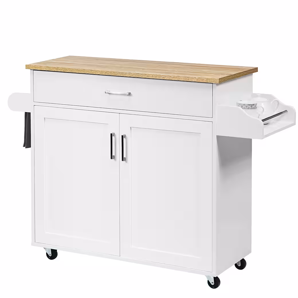 COSTWAY Küchenwagen, Servierwagen mit Arbeitsplatte & Handtuchhalter, Rollen – Bild 2