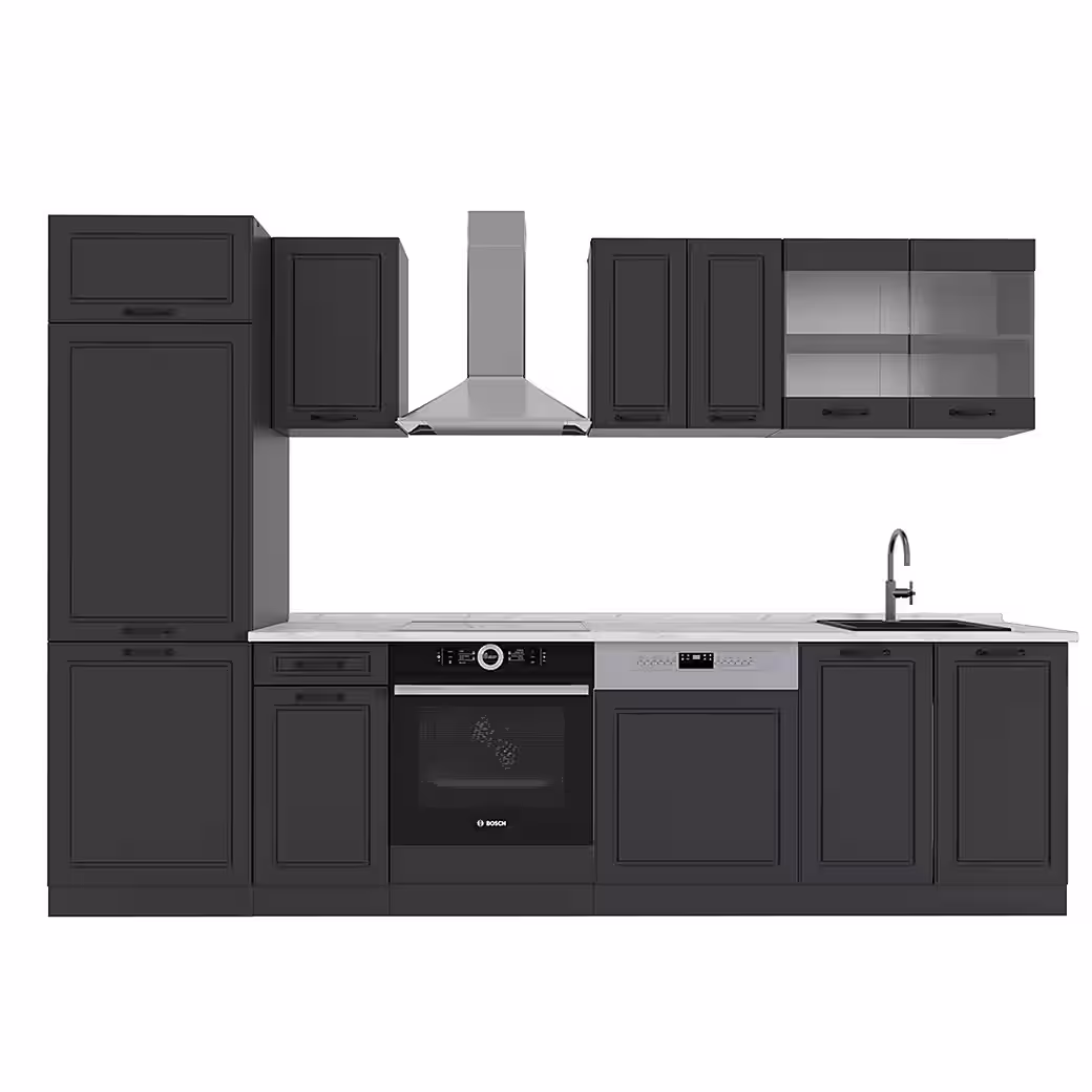 Vicco Küchenzeile R-Line, Anthrazit Landhaus/Anthrazit, 300 cm, AP Marmor – Bild 4