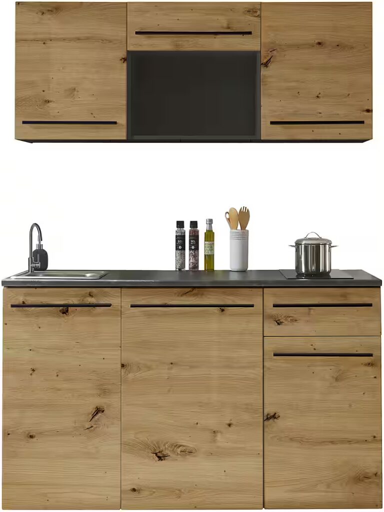 BASIC by Balculina Pantryküche Jazz Singleküche, Breite 160 cm, wahlweise mit E-Geräten und Mikrowelle