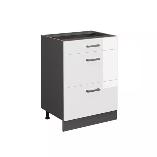 Vicco Unterschrank R-Line, Weiß Hochglanz/Weiß, 60 mit Schubladen, ohne Arbeitsplatte (1-St) – Bild 3