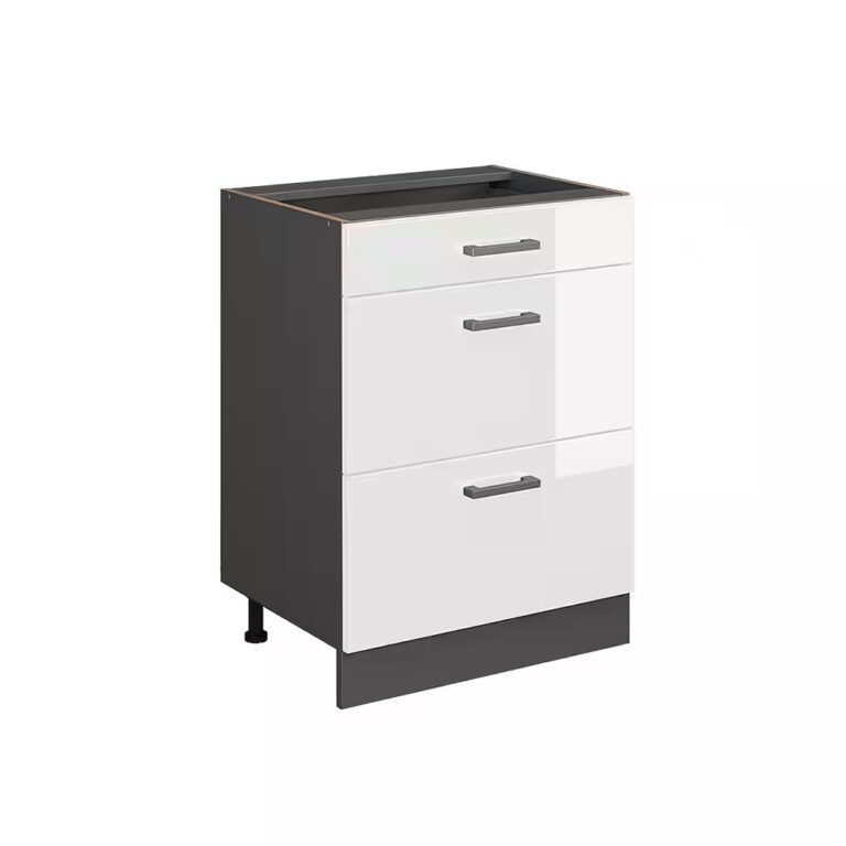 Vicco Unterschrank R-Line, Weiß Hochglanz/Weiß, 60 mit Schubladen, ohne Arbeitsplatte (1-St)