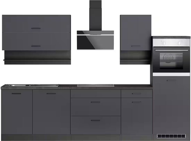 KOCHSTATION Küchenzeile KS-Frieda Breite 300 cm, wahlweise mit E-Geräten, mit 38mm starker Arbeitsplatte