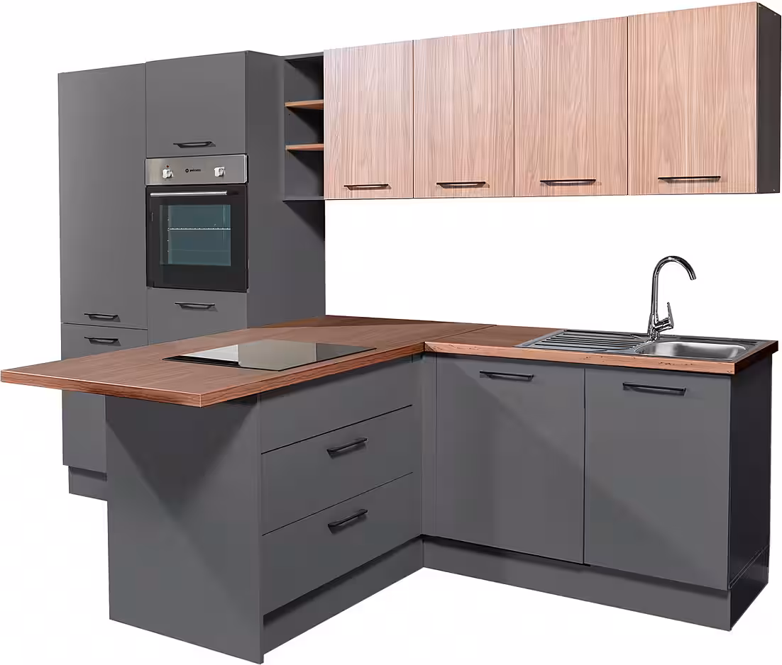 BASIC by Balculina Küchenzeile Girona B/H/T 325x211x200 cm, Breite 325cm, wahlweise mit E-Geräte, Softclose – Bild 3