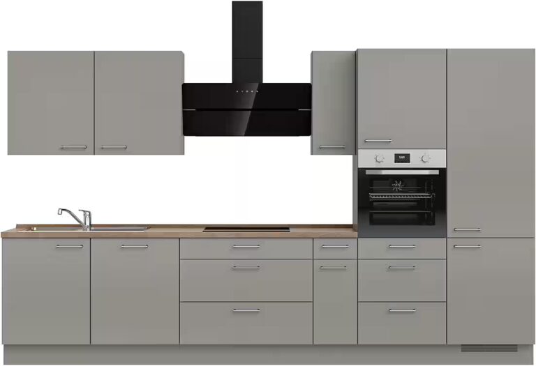 nobilia® Küchenzeile "Laser II", NEU: individuell anpassbar mit gratis Profi-Beratung, vormontiert, 360 cm breit, optional mit verschiedenen E‑Geräte-Sets