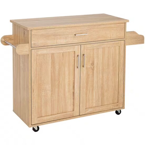 HOMCOM Servierwagen Küchenwagen mit Gewürzregal, Handtuchhalter, Arbeitsplatte, (Rollwagen, 1 St., Küchentrolley), für Wohnzimmer Esszimmer Schwarz 109 x 40 x 89 cm – Bild 4
