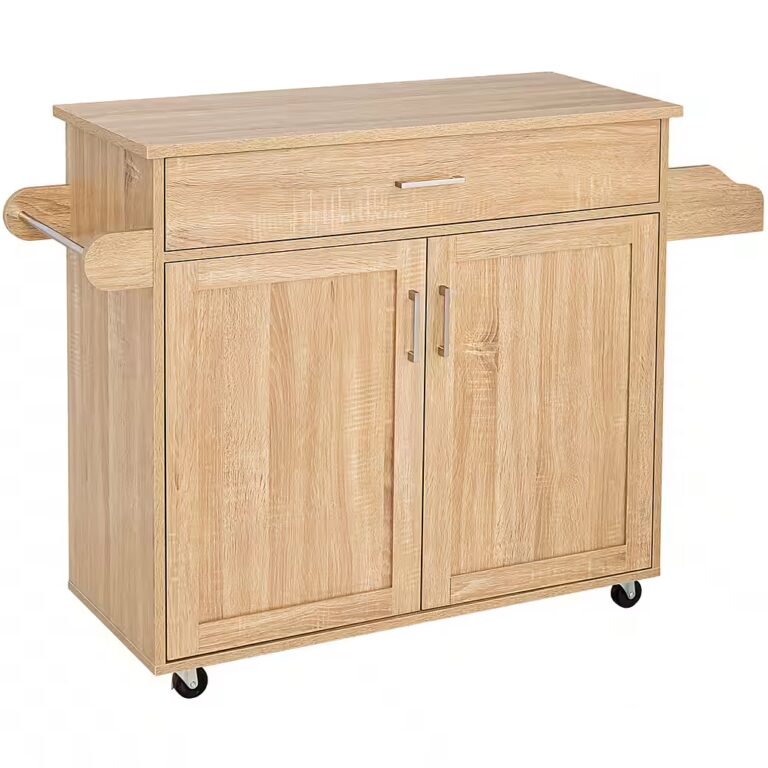 HOMCOM Servierwagen Küchenwagen mit Gewürzregal, Handtuchhalter, Arbeitsplatte, (Rollwagen, 1 St., Küchentrolley), für Wohnzimmer Esszimmer Schwarz 109 x 40 x 89 cm