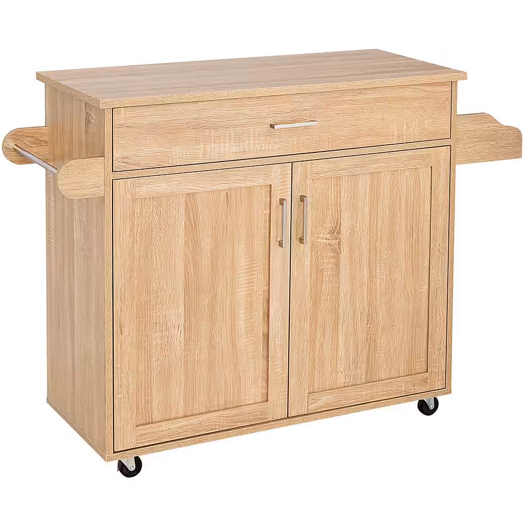 HOMCOM Servierwagen Küchenwagen mit Gewürzregal, Handtuchhalter, Arbeitsplatte, (Rollwagen, 1 St., Küchentrolley), für Wohnzimmer Esszimmer Schwarz 109 x 40 x 89 cm – Bild 4