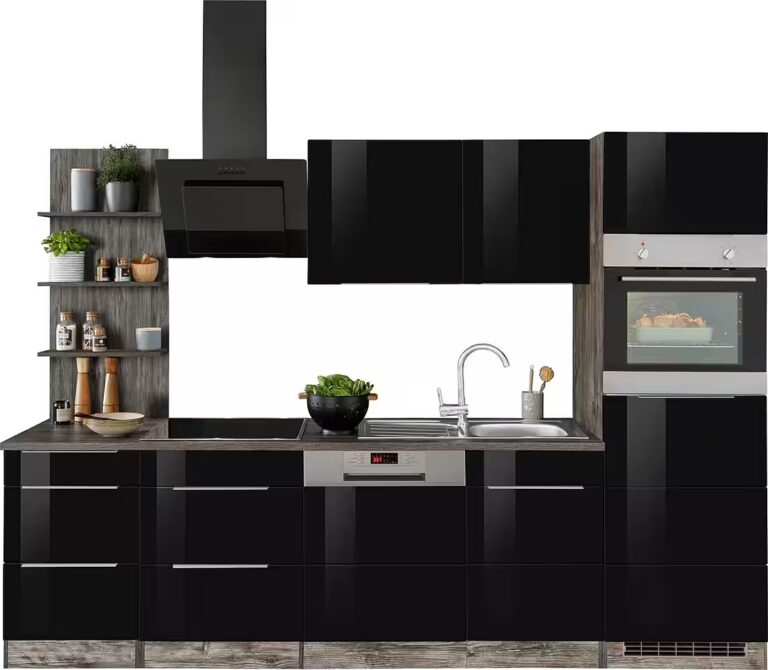 KOCHSTATION Küchenzeile KS-Brindisi Breite 280 cm, wahlweise mit E-Geräten und Induktion, mit MDF-Fronten und Regal