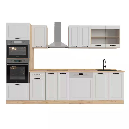 Vicco Küchenzeile R-Line, Anthrazit Hochglanz/Goldkraft Eiche, 300 cm mit Hochschrank... – Bild 5