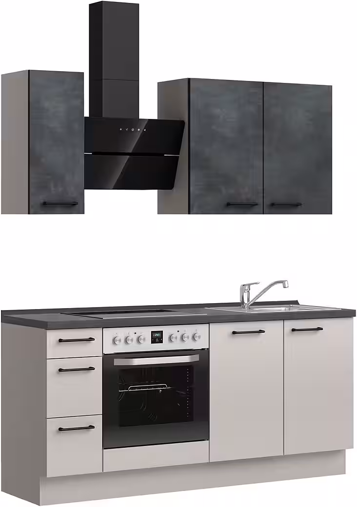 nobilia® Küchenzeile "MIAMI", NEU: individuell anpassbar mit gratis Profi-Beratung, vormontiert, Breite 180 cm, Ausrichtung wählbar, wahlw. mit E-Geräten