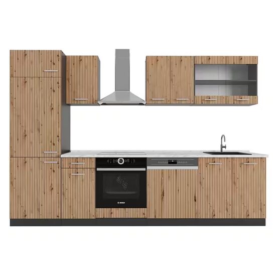 Vicco Küchenzeile R-Line, Anthrazit Landhaus/Anthrazit, 300 cm, AP Marmor – Bild 2