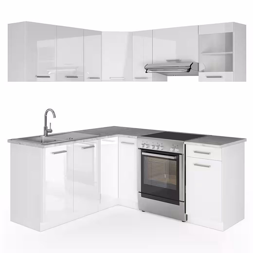Vicco Winkelküche Rick, Edelgrau/Weiß, 187 x 167 cm, AP Marmor – Bild 10
