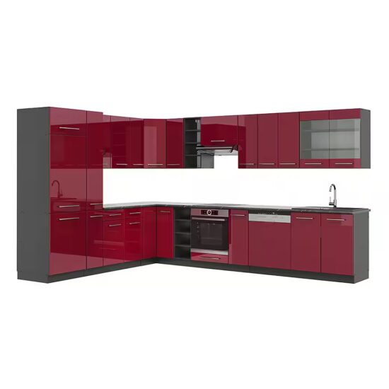 Vicco Winkelküche Fame-Line, Weiß Hochglanz/Anthrazit, 347 x 257 cm, AP Anthrazit – Bild 3