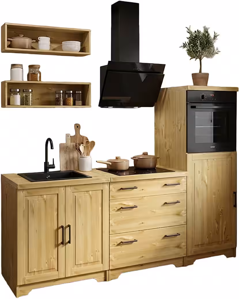 Home affaire Küchenzeile Meliss, aus massiver Kiefer, mit Soft-Close-Funktion, 5-teiliges Set – Bild 2