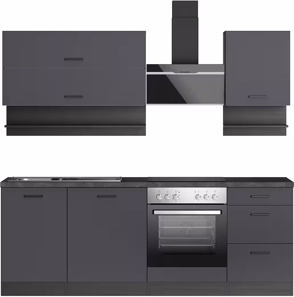 KOCHSTATION Küchenzeile KS-Frieda Breite 220 cm, wahlweise mit E-Geräten, mit 38mm starker Arbeitsplatte – Bild 3