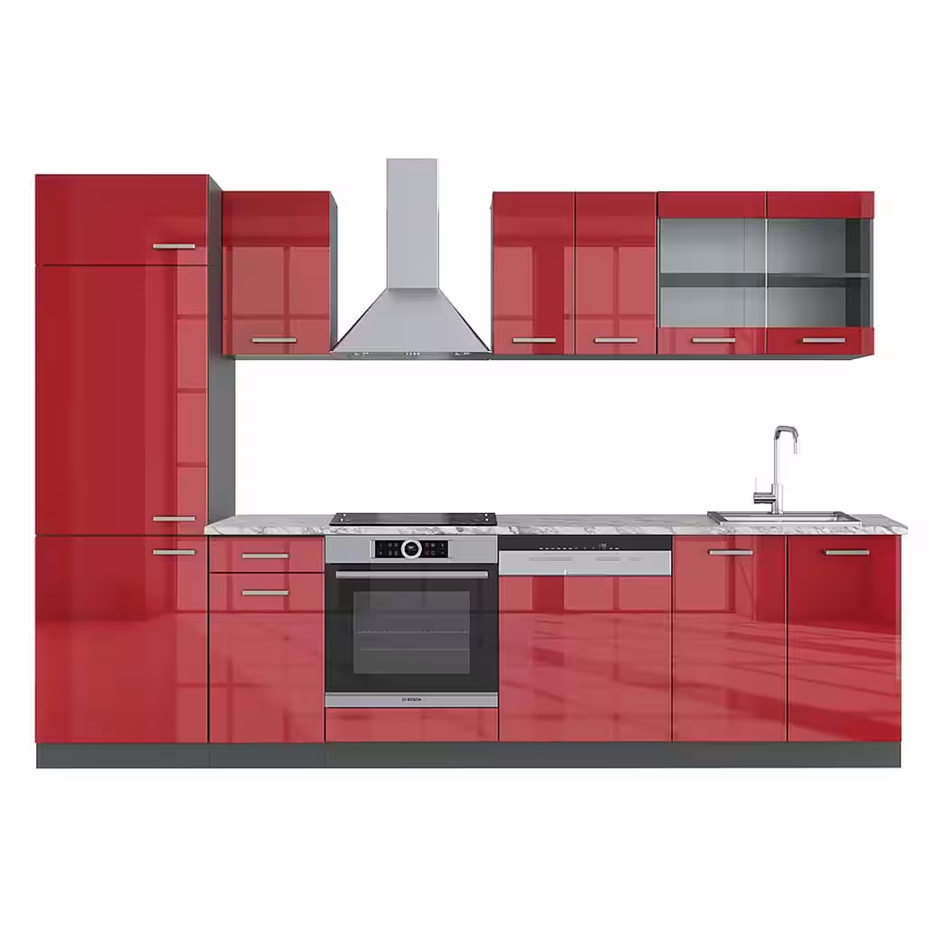 Vicco Küchenzeile R-Line, Anthrazit Landhaus/Anthrazit, 300 cm, AP Marmor – Bild 5