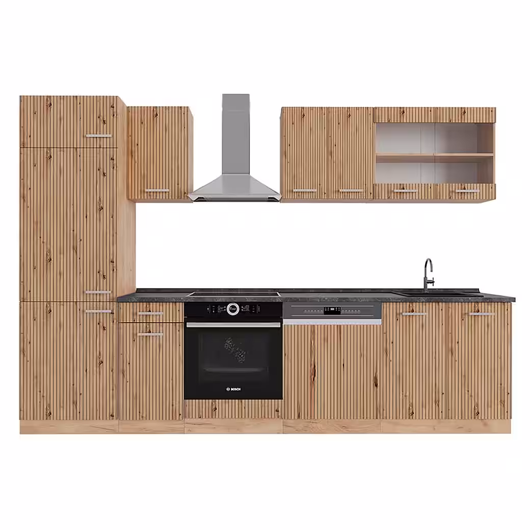 Vicco Küchenzeile R-Line, Weiß Landhaus/Anthrazit, 300 cm, AP Anthrazit – Bild 3