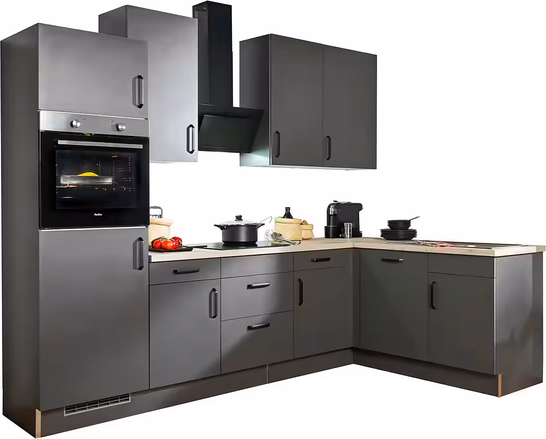 wiho Küchen Winkelküche "Simi", mit verstellbaren Füßen, wahlweise mit E-Geräten, Soft-Close-Funktion in Schubkästen & Auszügen, Stellbreite 285/175 cm – Bild 8