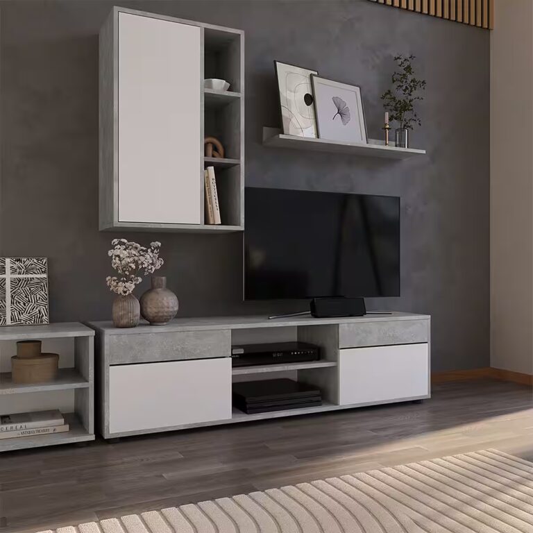 Vicco Wohnwand Berno, Sonoma/Weiß, 2 Teile, (1-St)