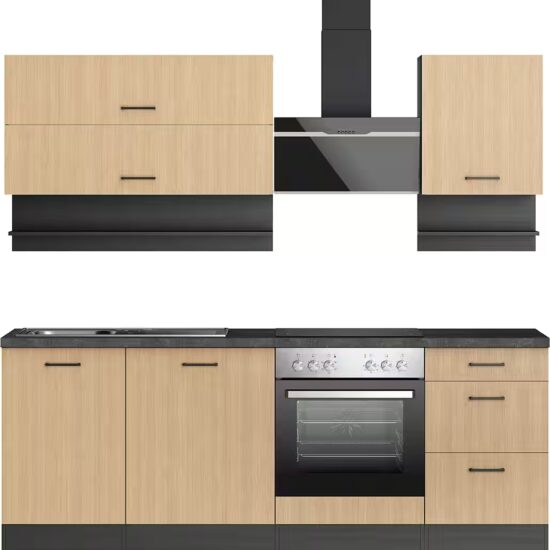 KOCHSTATION Küchenzeile KS-Frieda Breite 220 cm, wahlweise mit E-Geräten, mit 38mm starker Arbeitsplatte – Bild 4