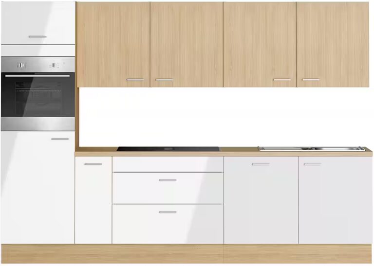KOCHSTATION Küchenzeile KS-Lucy wahlweise mit Induktionskochfeld mit integriertem Dunstabzug, Breite 300 cm, Soft-Close, inkl. Zubehör, wahlweise mit E-Geräten