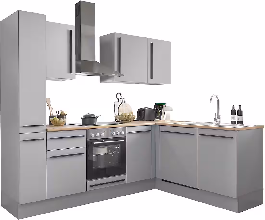 BASIC by Balculina Winkelküche Denver, Küche BxHxT 250/115 x 211 x 60, Breite 250 cm, wahlweise mit E-Geräten und Induktion – Bild 10