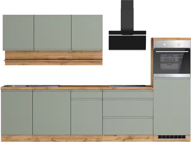 KOCHSTATION Küchenzeile KS-Virginia,neu in verbesserter Ausführung, Breite 300 cm, Soft-Close, wahlweise mit E-Geräten