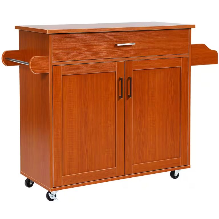 HOMCOM Servierwagen Küchenwagen mit Gewürzregal, Handtuchhalter, Arbeitsplatte, (Rollwagen, 1 St., Küchentrolley), für Wohnzimmer Esszimmer Schwarz 109 x 40 x 89 cm