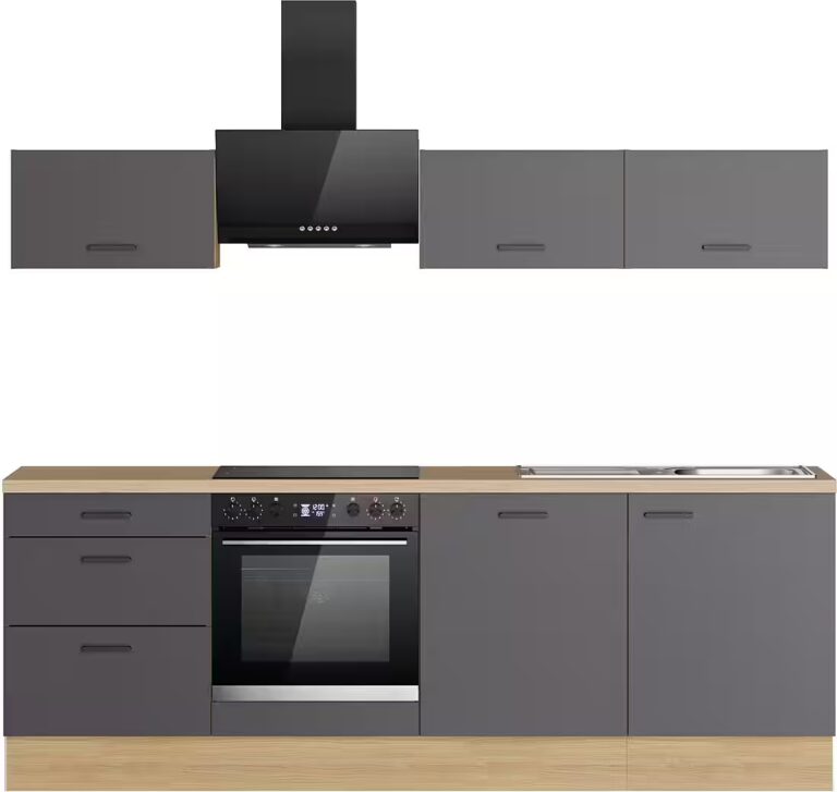 KOCHSTATION Küchenzeile KS-Sion Breite 240 cm, schnelle Montage OPTIsnap, wahlw. m.HANSEATIC-E-Geräten u.Stand Alone