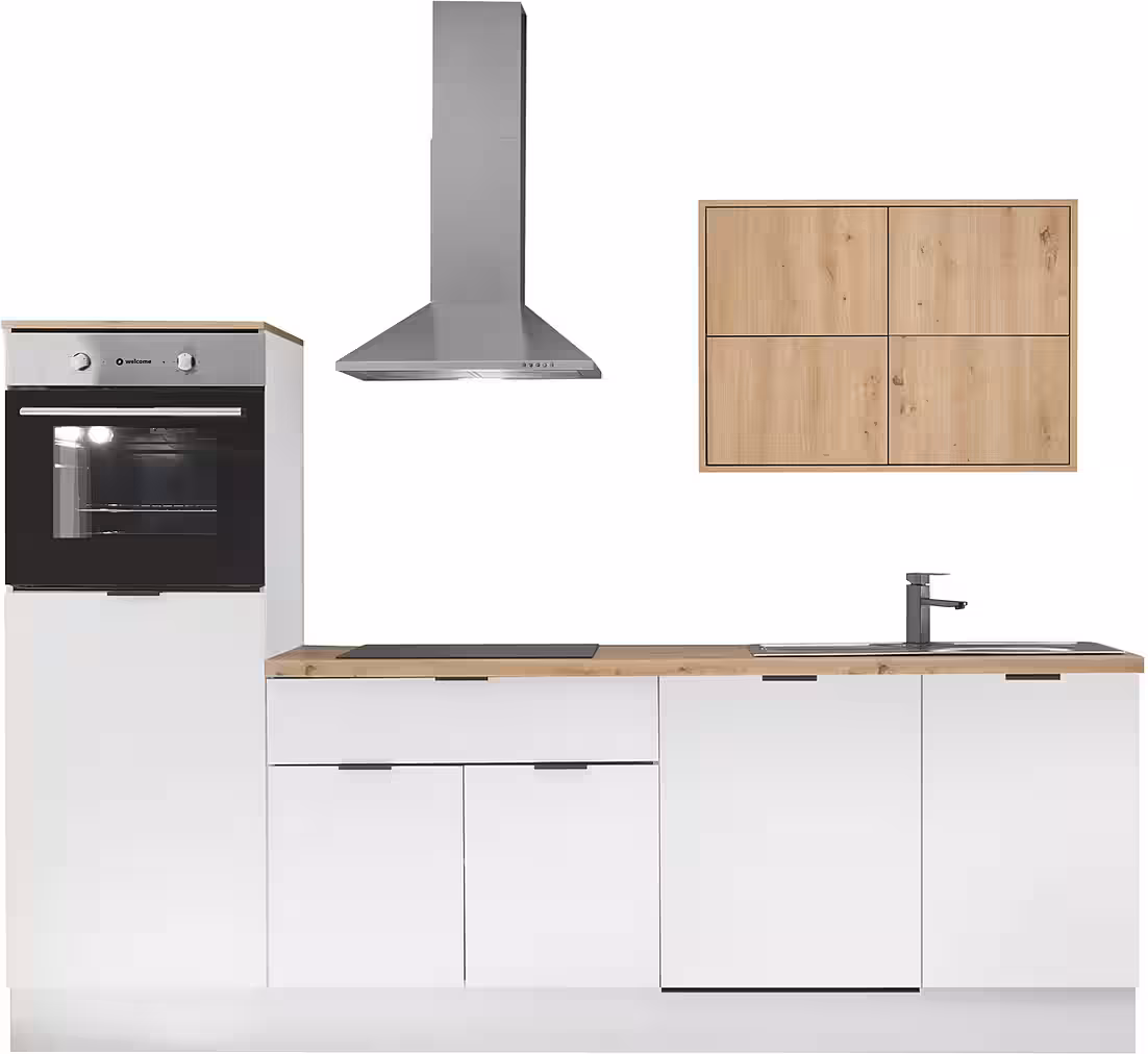 KOCHSTATION Küchenzeile KS-Georgia, mit 38mm starker Arbeitsplatte, Breite 260 cm, wahlweise mit E-Geräten und Kühlschrank – Bild 3